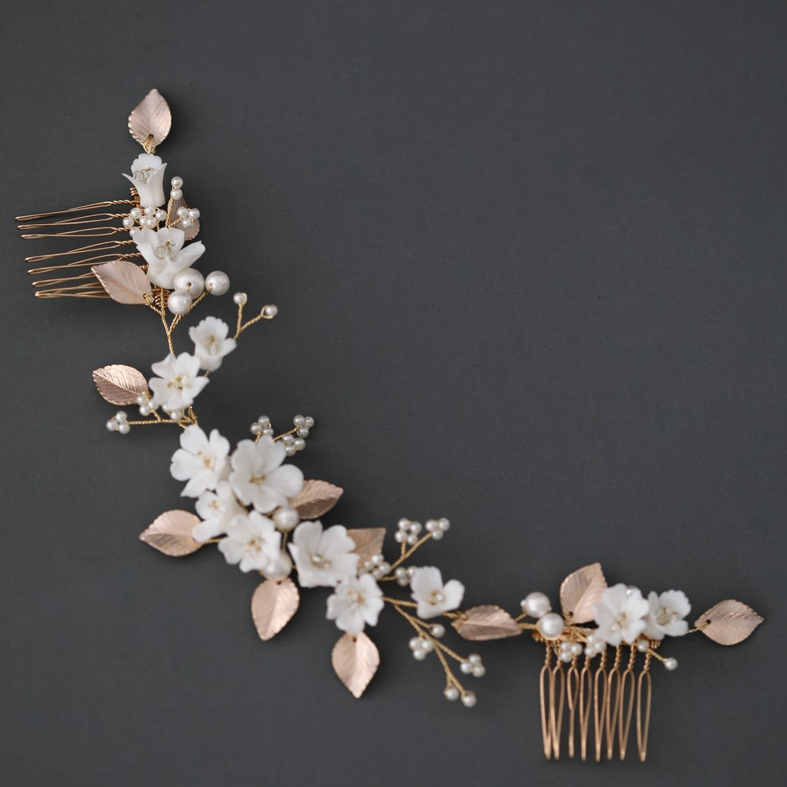 Rose Gold Leaf Hair Vine, Bridal hair accessories, wedding hair order accessories, handmade, floral organic, autumnal, winter weddings, hairpiece